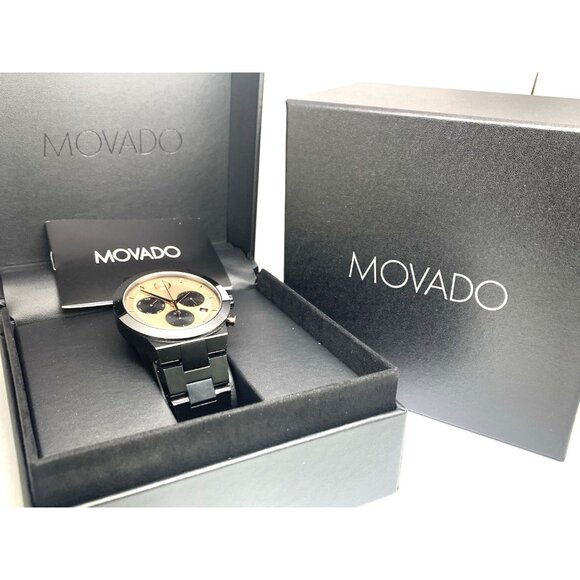 Movado Men's Watch 3600897 Bold Swiss Quartz Chronograph Black Steel 44.5mm - Picture 3 of 14